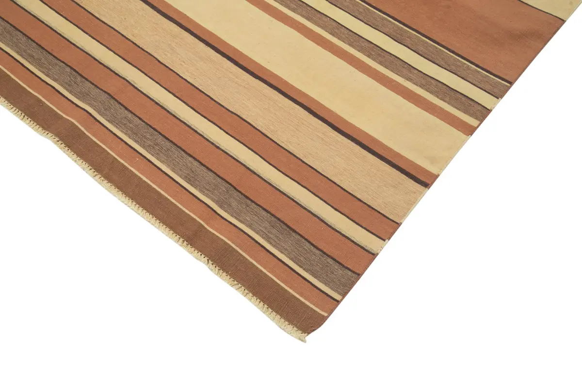 Duri Modern Kahverengi Pamuk Üstü Yün El Dokuma Kilim-270x367 - Görsel 4