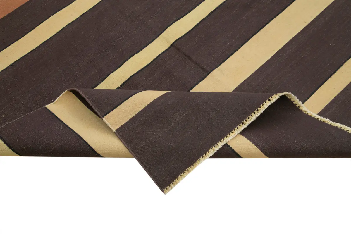 Duri Modern Kahverengi Pamuk Üstü Yün El Dokuma Kilim-270x367 - Görsel 6
