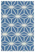 Duri Modern Mavi Pamuk Üstü Yün El Dokuma Kilim-111x167