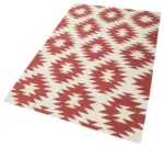 Duri Modern Kırmızı Pamuk Üstü Yün El Dokuma Kilim-107x166 - Görsel 3