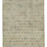 Damalı Modern Dizayn Geometrik Bej Pamuk Üstü Yün El Dokuma Halı-167x285