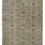 Damalı Modern Dizayn Geometrik Turuncu Pamuk Üstü Yün El Dokuma Halı-186x280