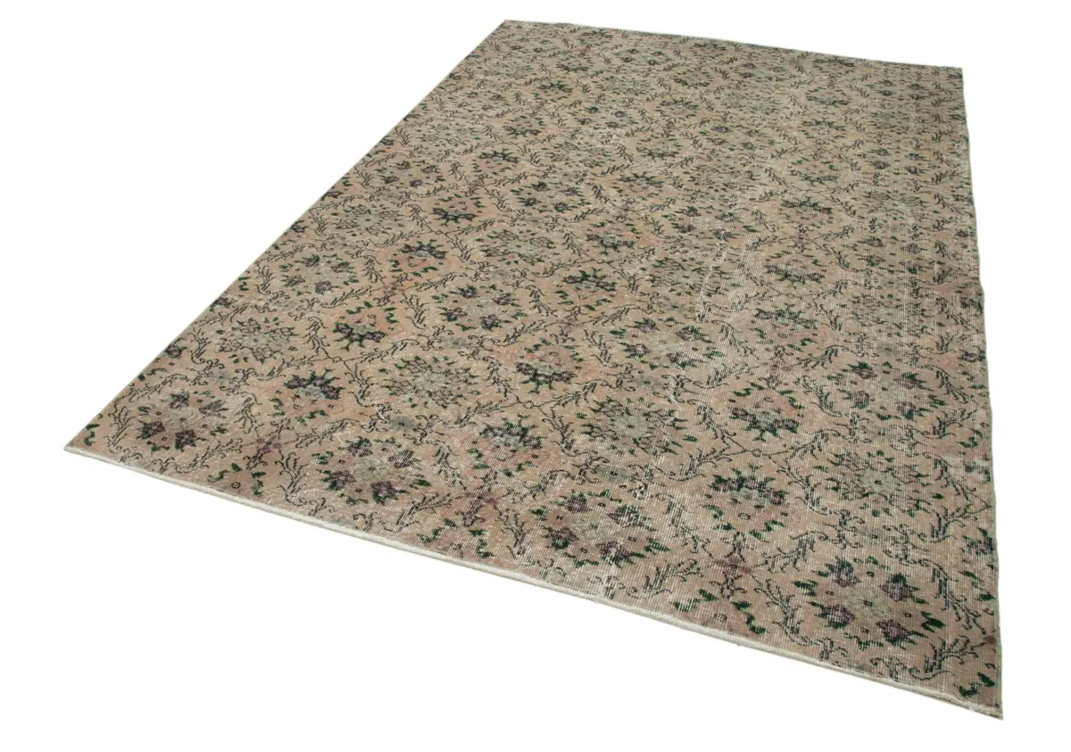 Damalı Modern Dizayn Geometrik Turuncu Pamuk Üstü Yün El Dokuma Halı-186x280 - Görsel 3