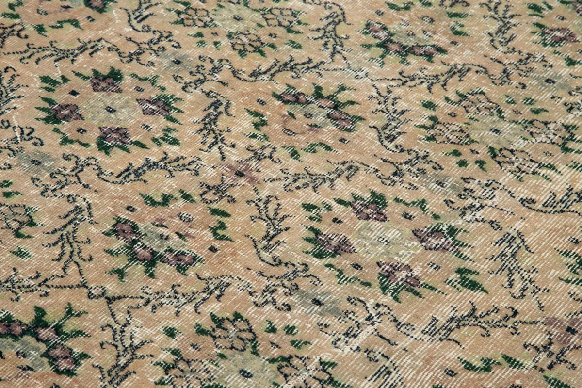 Damalı Modern Dizayn Geometrik Turuncu Pamuk Üstü Yün El Dokuma Halı-186x280 - Görsel 5