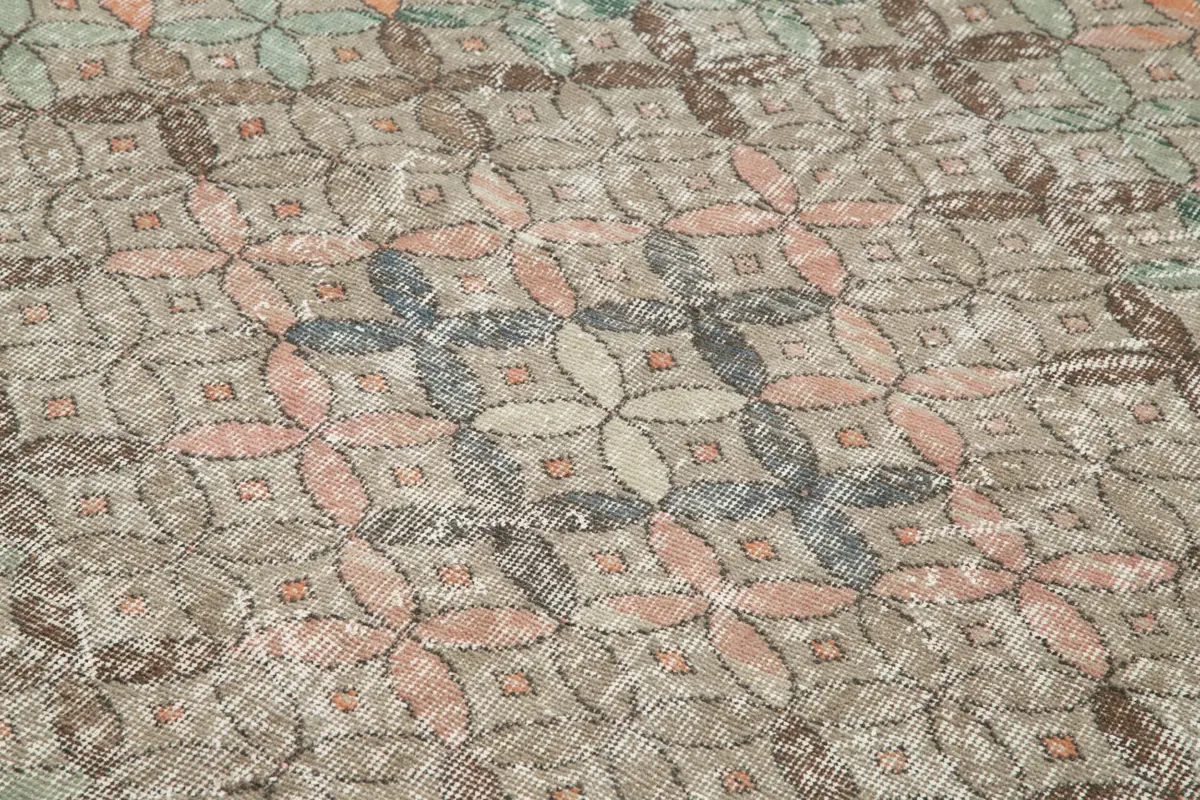 Damalı Modern Dizayn Geometrik Kahverengi Pamuk Üstü Yün El Dokuma Halı-142x275 - Görsel 5