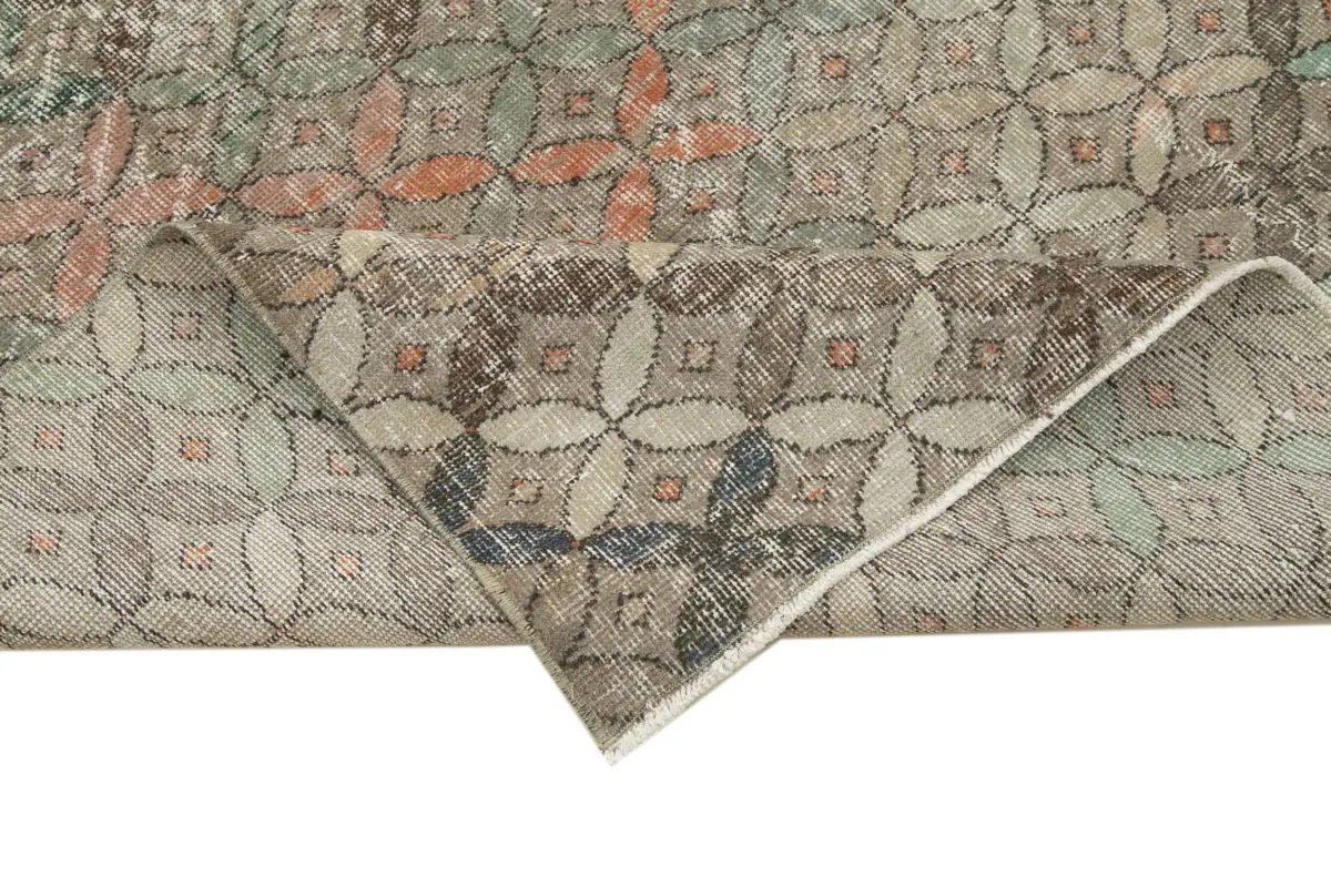 Damalı Modern Dizayn Geometrik Kahverengi Pamuk Üstü Yün El Dokuma Halı-142x275 - Görsel 6