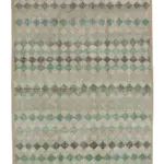 Damalı Modern Dizayn Geometrik Multi Renk Pamuk Üstü Yün El Dokuma Halı-147x283