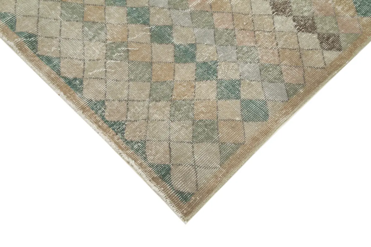 Damalı Modern Dizayn Geometrik Multi Renk Pamuk Üstü Yün El Dokuma Halı-147x283 - Görsel 4