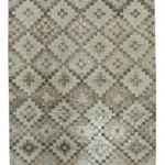 Damalı Modern Dizayn Geometrik Multi Renk Pamuk Üstü Yün El Dokuma Halı-150x281