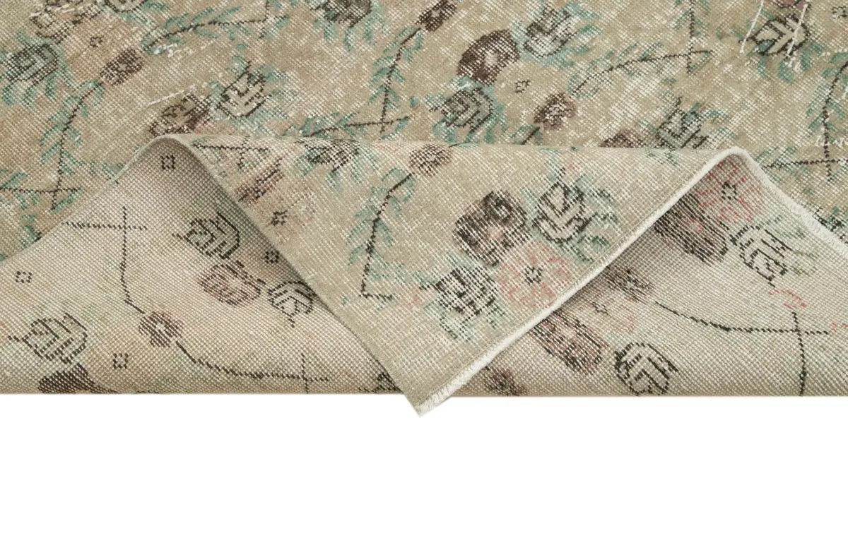 Damalı Modern Dizayn Geometrik Bej Pamuk Üstü Yün El Dokuma Halı-164x274 - Görsel 6