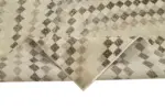 Damalı Modern Dizayn Geometrik Bej Pamuk Üstü Yün El Dokuma Halı-141x263 - Görsel 6