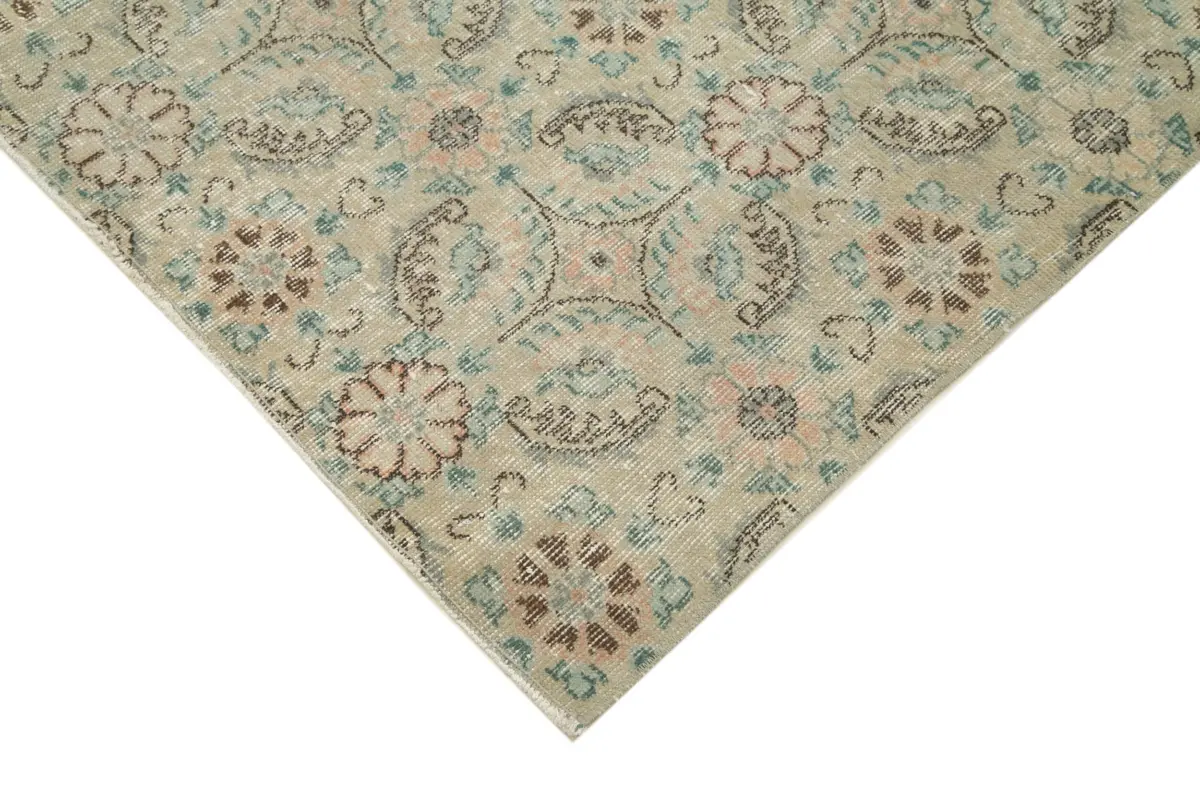 Damalı Modern Dizayn Geometrik Bej Pamuk Üstü Yün El Dokuma Halı-170x269 - Görsel 4