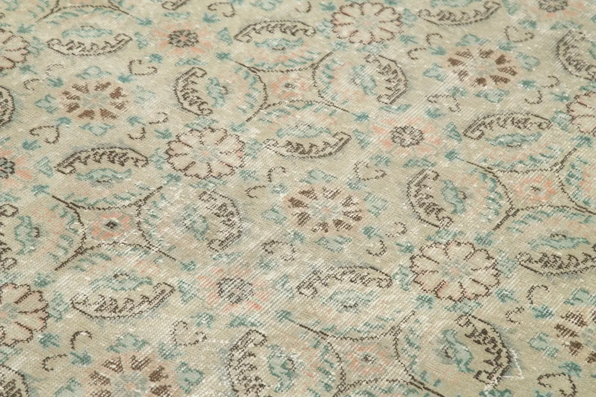 Damalı Modern Dizayn Geometrik Bej Pamuk Üstü Yün El Dokuma Halı-170x269 - Görsel 5