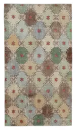 Damalı Modern Dizayn Geometrik Multi Renk Pamuk Üstü Yün El Dokuma Halı-130x240