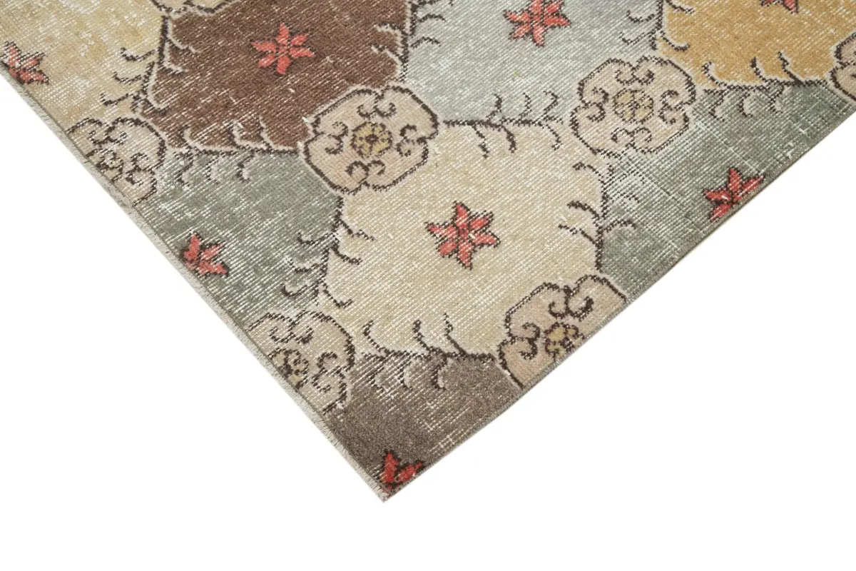 Damalı Modern Dizayn Geometrik Multi Renk Pamuk Üstü Yün El Dokuma Halı-130x240 - Görsel 4