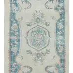 Damalı Modern Dizayn Geometrik Bej Pamuk Üstü Yün El Dokuma Halı-183x297