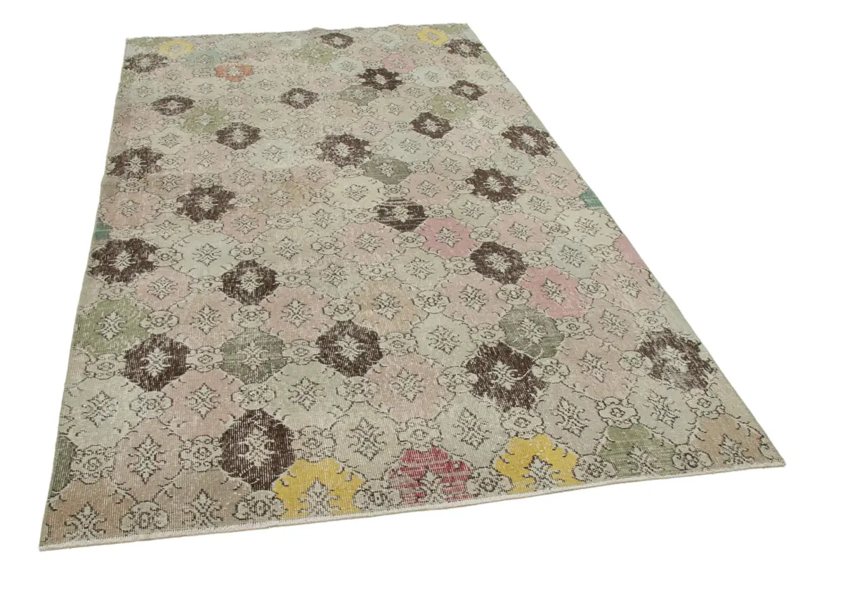 Damalı Modern Dizayn Geometrik Multi Renk Pamuk Üstü Yün El Dokuma Halı-166x278 - Görsel 2