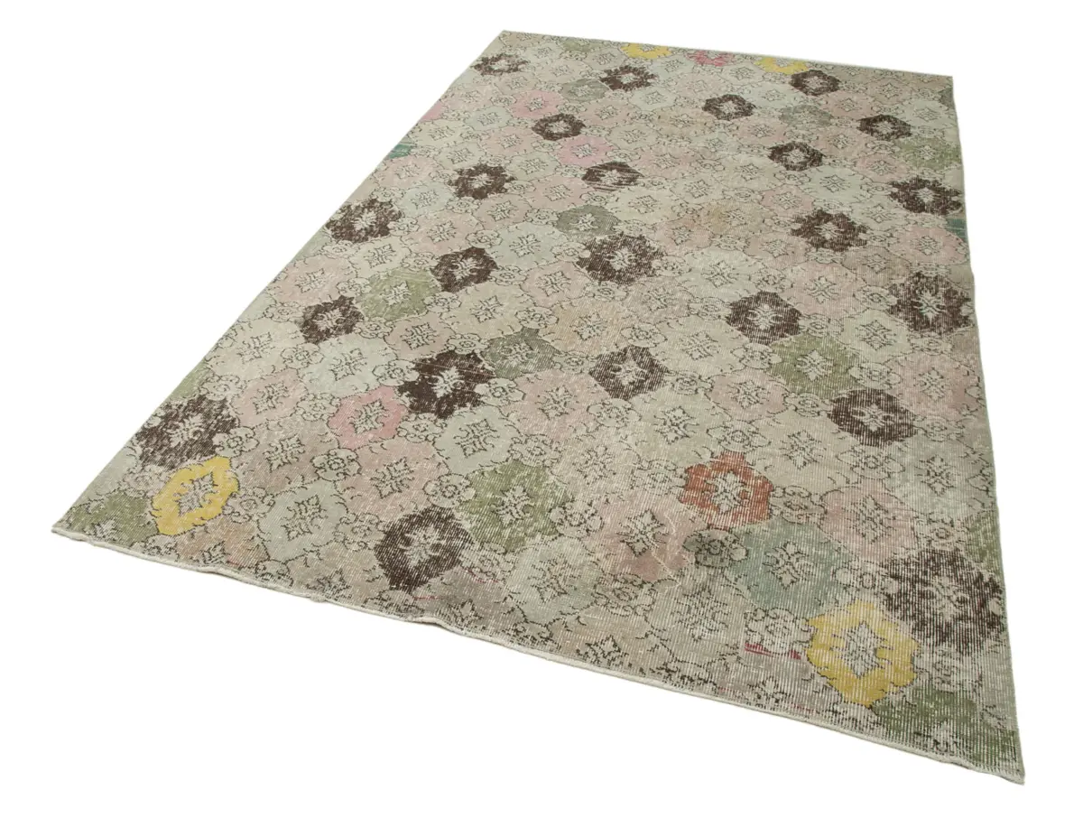 Damalı Modern Dizayn Geometrik Multi Renk Pamuk Üstü Yün El Dokuma Halı-166x278 - Görsel 3