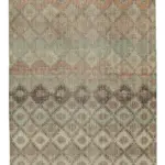 Damalı Modern Dizayn Geometrik Multi Renk Pamuk Üstü Yün El Dokuma Halı-184x263