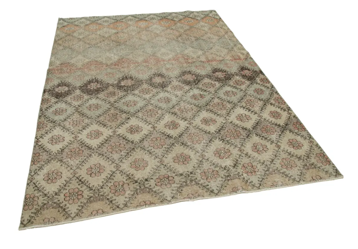 Damalı Modern Dizayn Geometrik Multi Renk Pamuk Üstü Yün El Dokuma Halı-184x263 - Görsel 2