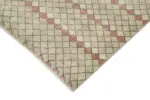 Damalı Modern Dizayn Geometrik Bej Pamuk Üstü Yün El Dokuma Halı-125x280 - Görsel 4