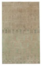 Damalı Modern Dizayn Geometrik Turuncu Pamuk Üstü Yün El Dokuma Halı-156x258