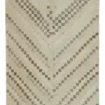 Damalı Modern Dizayn Geometrik Bej Pamuk Üstü Yün El Dokuma Halı-148x268