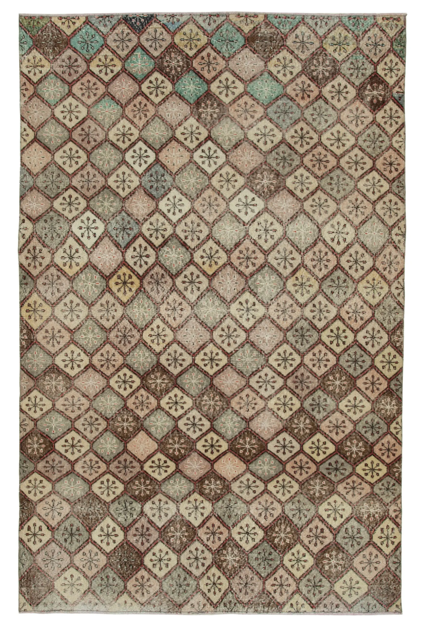 Rc_33083_0_Multicolor_Geometric_Rugs Damalı Modern Dizayn Geometrik Multi Renk Pamuk Üstü Yün El Dokuma Halı-177x280 - Görsel 1