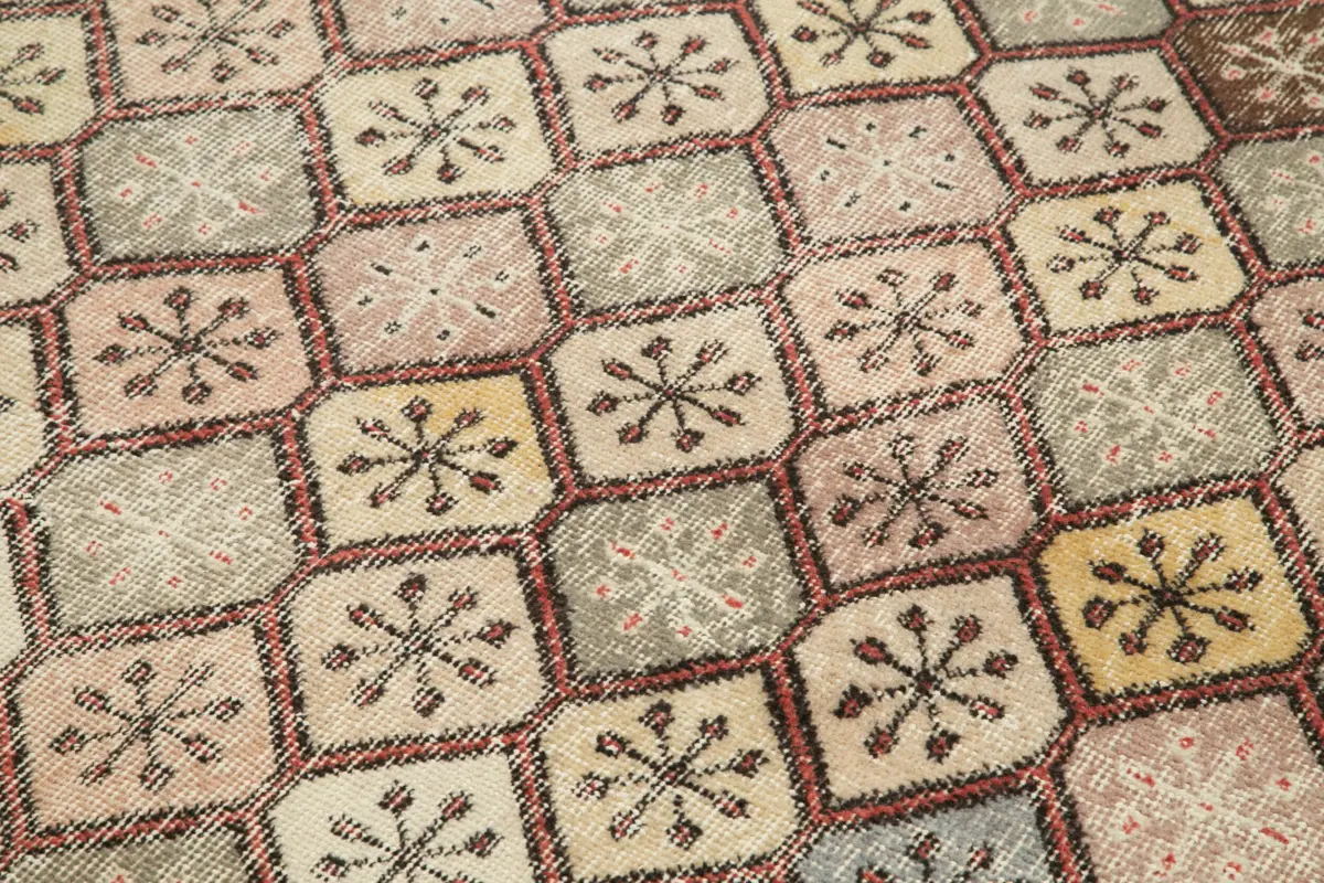 Damalı Modern Dizayn Geometrik Multi Renk Pamuk Üstü Yün El Dokuma Halı-177x280 - Görsel 5