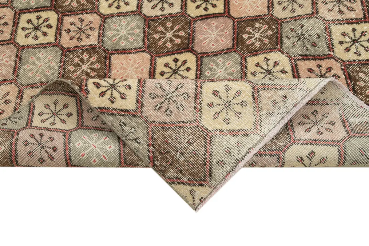 Damalı Modern Dizayn Geometrik Multi Renk Pamuk Üstü Yün El Dokuma Halı-177x280 - Görsel 6