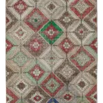 Damalı Modern Dizayn Geometrik Multi Renk Pamuk Üstü Yün El Dokuma Halı-118x214