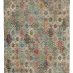 Damalı Modern Dizayn Geometrik Multi Renk Pamuk Üstü Yün El Dokuma Halı-178x326