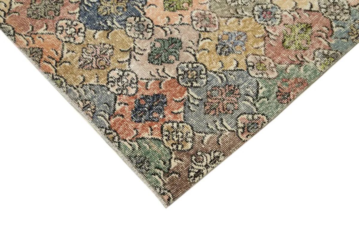 Damalı Modern Dizayn Geometrik Multi Renk Pamuk Üstü Yün El Dokuma Halı-178x326 - Görsel 4