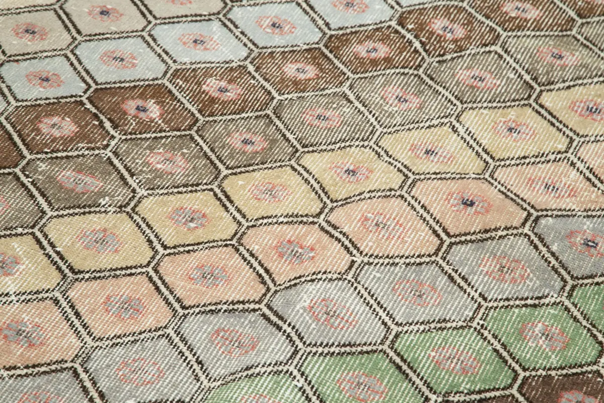 Damalı Modern Dizayn Geometrik Multi Renk Pamuk Üstü Yün El Dokuma Halı-142x300 - Görsel 5