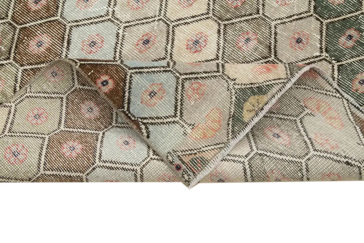 Damalı Modern Dizayn Geometrik Multi Renk Pamuk Üstü Yün El Dokuma Halı-142x300 - Görsel 6