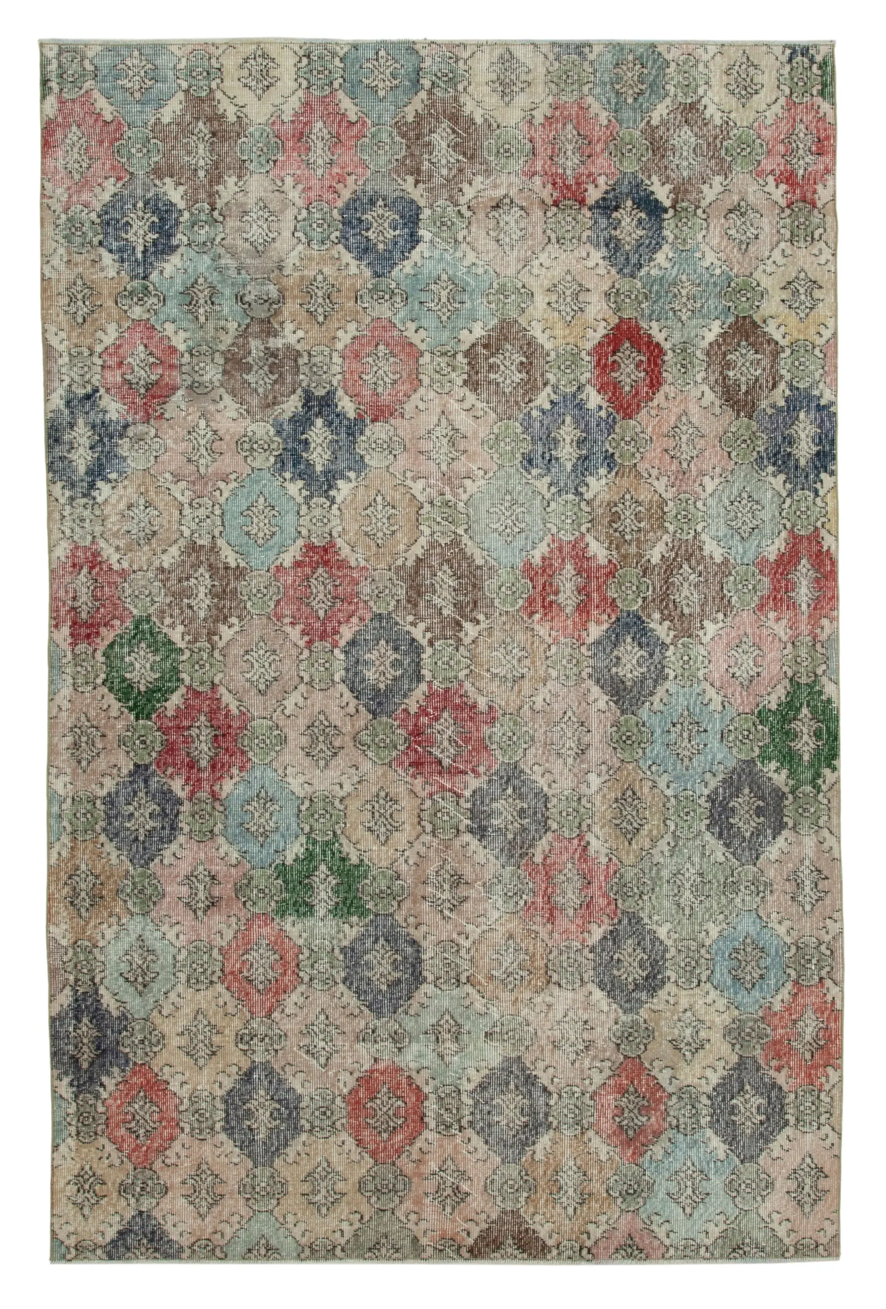 Rc_33107_0_Multicolor_Geometric_Rugs Damalı Modern Dizayn Geometrik Multi Renk Pamuk Üstü Yün El Dokuma Halı-177x273 - Görsel 1