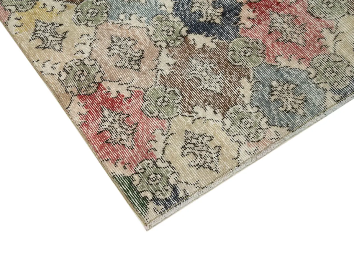 Damalı Modern Dizayn Geometrik Multi Renk Pamuk Üstü Yün El Dokuma Halı-177x273 - Görsel 4