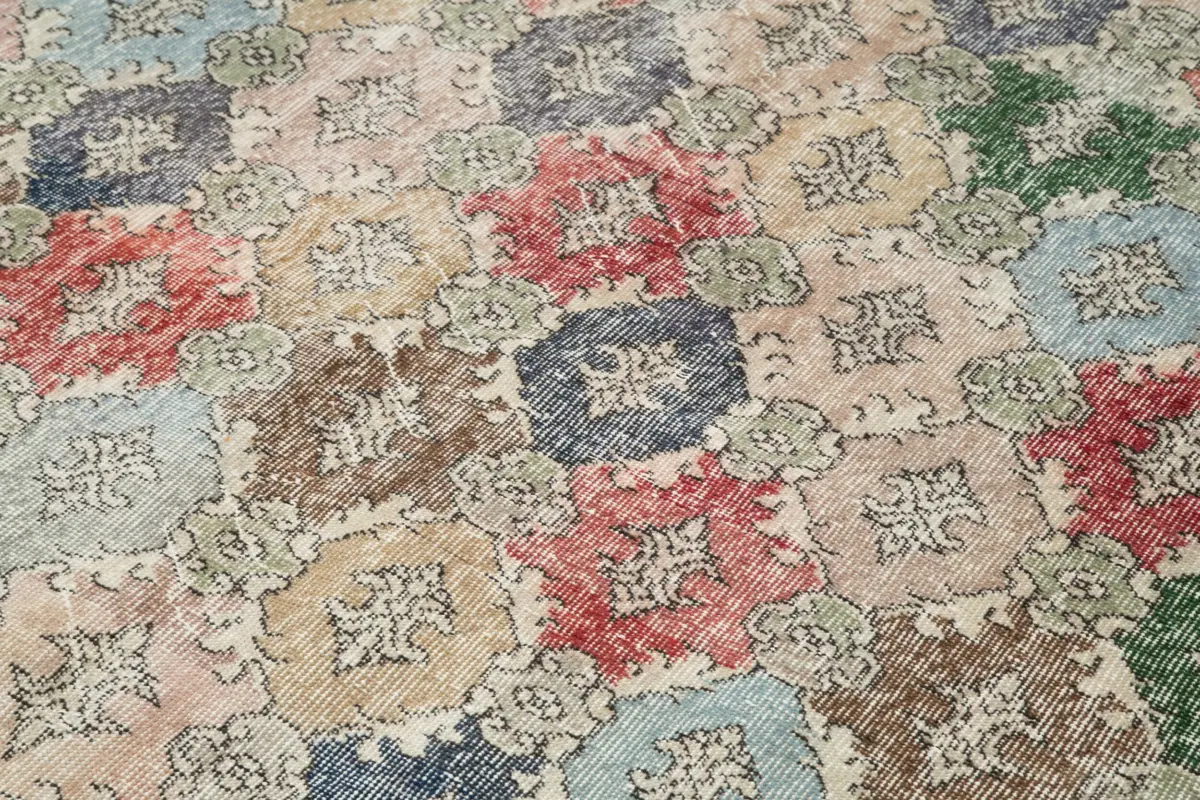 Damalı Modern Dizayn Geometrik Multi Renk Pamuk Üstü Yün El Dokuma Halı-177x273 - Görsel 5