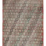 Damalı Modern Dizayn Geometrik Kırmızı Pamuk Üstü Yün El Dokuma Halı-185x280