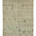 Damalı Modern Dizayn Geometrik Bej Pamuk Üstü Yün El Dokuma Halı-160x278