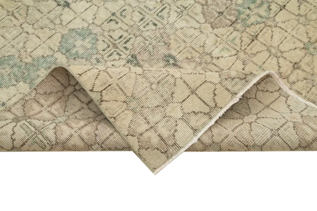 Damalı Modern Dizayn Geometrik Bej Pamuk Üstü Yün El Dokuma Halı-160x278 - Görsel 6