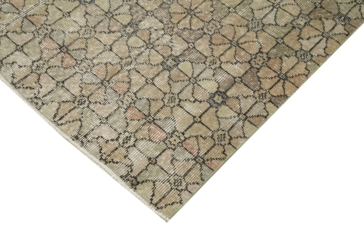 Damalı Modern Dizayn Geometrik Kahverengi Pamuk Üstü Yün El Dokuma Halı-180x282 - Görsel 4