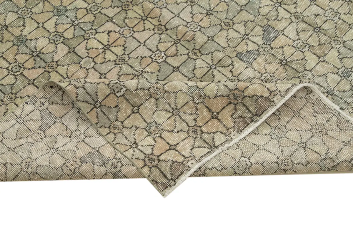 Damalı Modern Dizayn Geometrik Kahverengi Pamuk Üstü Yün El Dokuma Halı-180x282 - Görsel 6