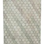 Damalı Modern Dizayn Geometrik Bej Pamuk Üstü Yün El Dokuma Halı-147x320