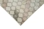 Damalı Modern Dizayn Geometrik Bej Pamuk Üstü Yün El Dokuma Halı-147x320 - Görsel 4