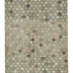 Damalı Modern Dizayn Geometrik Bej Pamuk Üstü Yün El Dokuma Halı-163x291