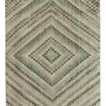 Damalı Modern Dizayn Geometrik Kahverengi Pamuk Üstü Yün El Dokuma Halı-195x300