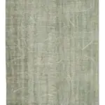 Damalı Modern Dizayn Geometrik Yeşil Pamuk Üstü Yün El Dokuma Halı-184x268