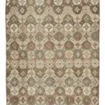 Damalı Modern Dizayn Geometrik Kahverengi Pamuk Üstü Yün El Dokuma Halı-147x280