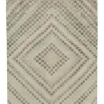 Damalı Modern Dizayn Geometrik Bej Pamuk Üstü Yün El Dokuma Halı-178x304